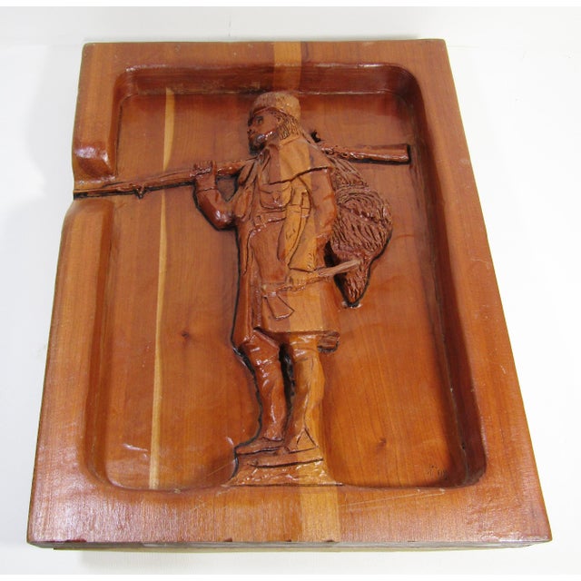 Vintage Hand-Carved Wooden Relief – Frontiersman With Rifle – Signed "Fred 1998" For Sale - Image 10 of 10
