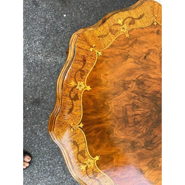 Early 20th Century Early 20th Century Antique Art Nouveau Style Marquetry Carved Wooden End or Side Table For Sale - Image 5 of 11