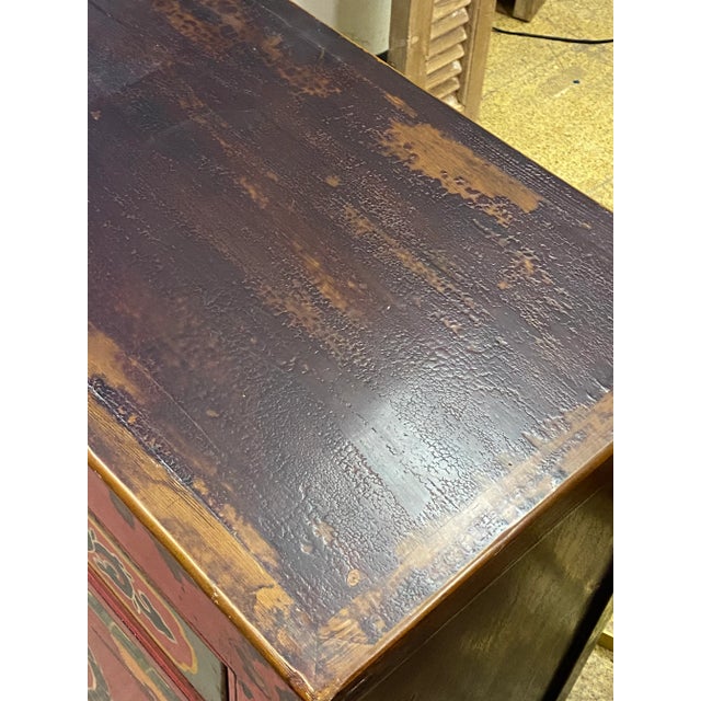 Painted Chinese Sideboard W 2 Drawers and Doors For Sale - Image 9 of 13