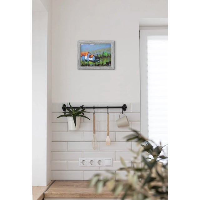 Textile Expressionist Landscape Oil Painting, Modern Impressionist For Sale - Image 7 of 9