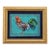 Rooster Bird Chicken Americana Folk Art Turquoise Red Black Original Oil Painting Cleo Plowden For Sale