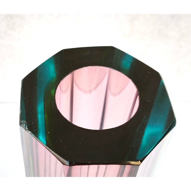 Glass Large Murano Sommerso Block Vase 12 attributed to Mandruzzato, Italy, 1960s For Sale - Image 7 of 18