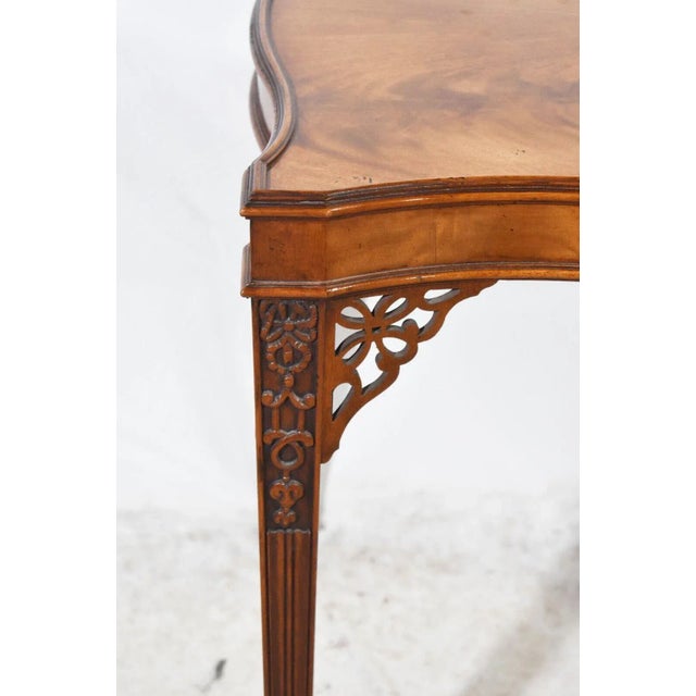 Baker Furniture Company Baker Stately Homes Collection Flame Mahogany Carved Marlborough Tea Table For Sale - Image 4 of 11
