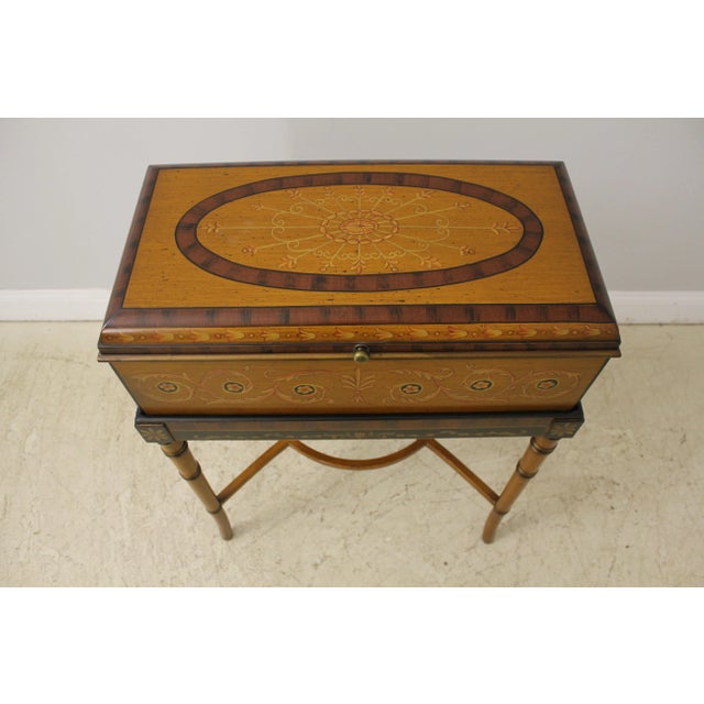 Neoclassical Neoclassical Paint Decorated Flip Top Box on Stand For Sale - Image 3 of 13