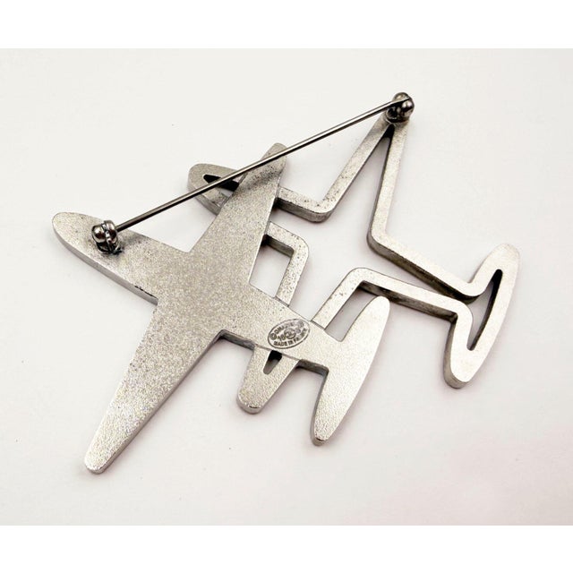 2010s Chanel Silver Double Plane Crystal Large Brooch For Sale - Image 5 of 5
