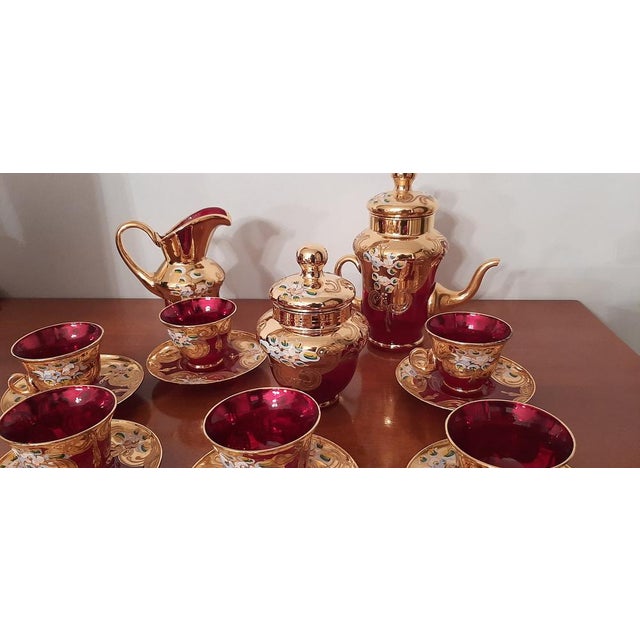 Coffee Set in Murano Glass, Gold and Ceramic by Murano for Manifattura Di Murano, 1960s, Set of 8 For Sale - Image 10 of 13