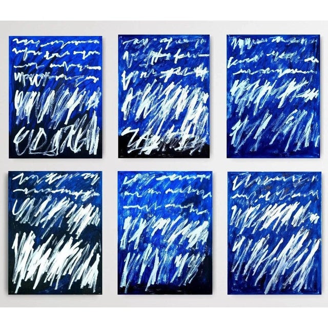19.6" X 25.5" - Set of 6 'Writings' Cy Twombly Inspired Abstract Original Art Installation For Sale - Image 13 of 13