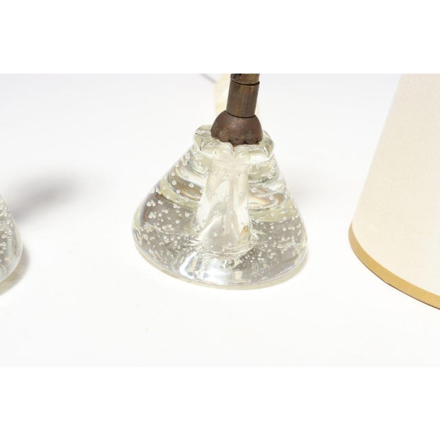 Transparent Vintage Diminutive Italian Blown Art Glass Boudoir Bedside Table Lamps - a Pair For Sale - Image 8 of 12