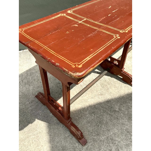 Vintage Rustic Red Wood Console Table For Sale - Image 9 of 12
