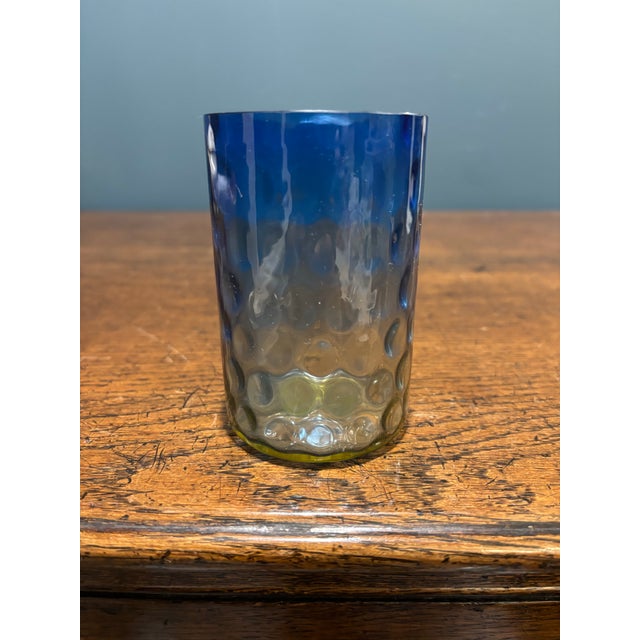 Victorian 19th Century Victorian Bluerina Glass Inverted Thumbprint Tumbler For Sale - Image 3 of 10