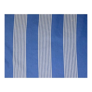 Vintage Ralph Lauren "Marina" Airforce Blue Striped Heavy Cotton Fabric- 7.5 Yards For Sale