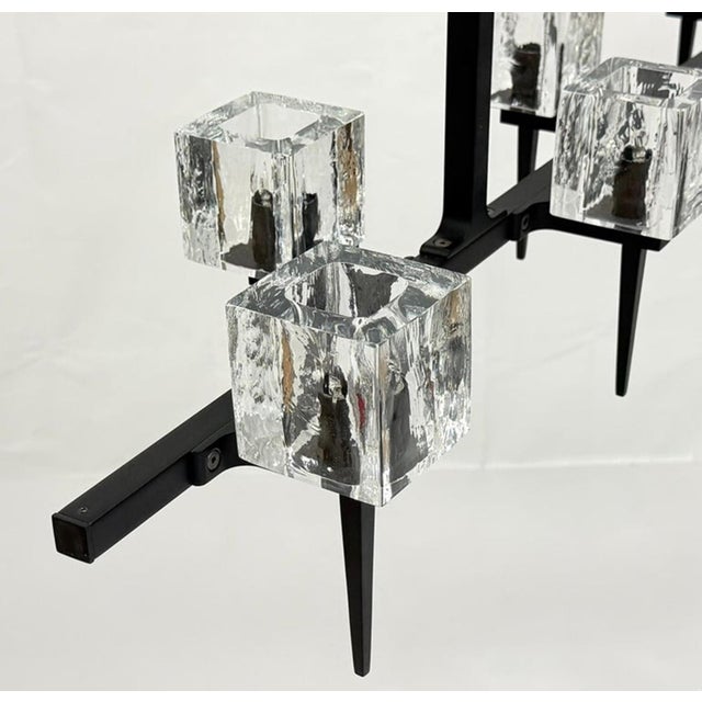 Marian Jamieson "Kellen" Chandelier, Blackened Steel & Murano Glass Style Shades For Sale - Image 11 of 18
