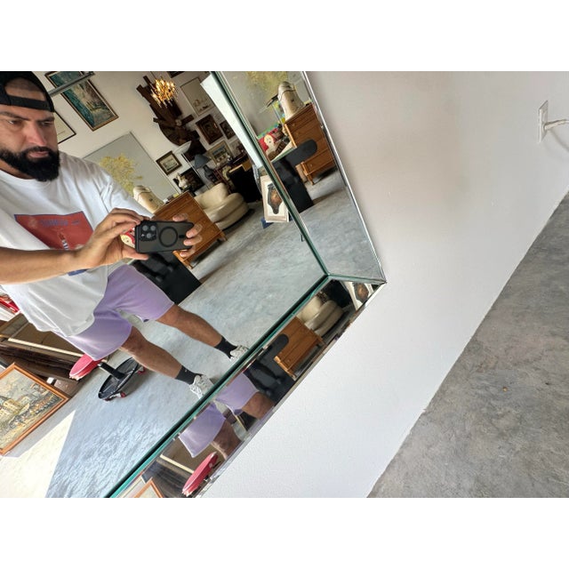 Large Vintage Hollywood Regency Style Beveled Glass Wall Mirror/ Sold For Sale - Image 10 of 12