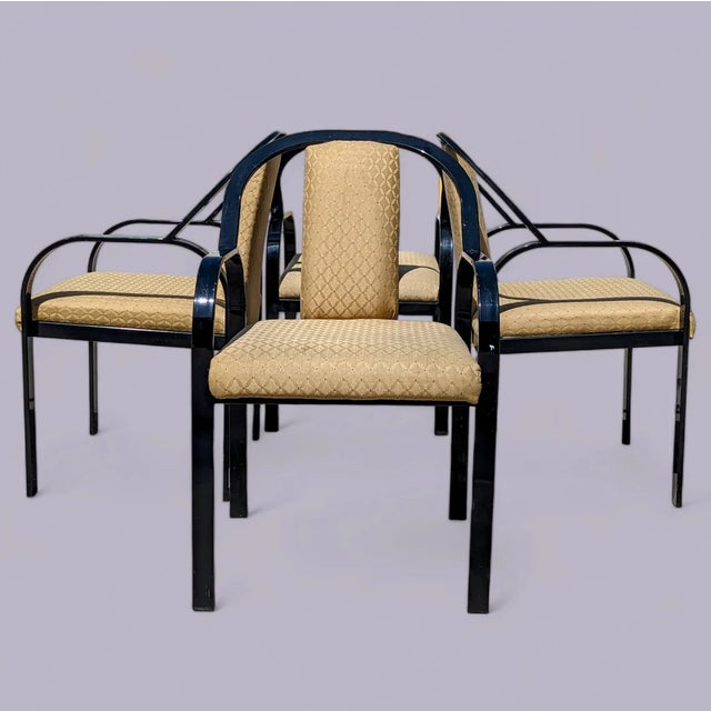 Set of Four Postmodern Black Lacquered Metal Dining Chairs, 1980s, Mid-Century For Sale - Image 10 of 10