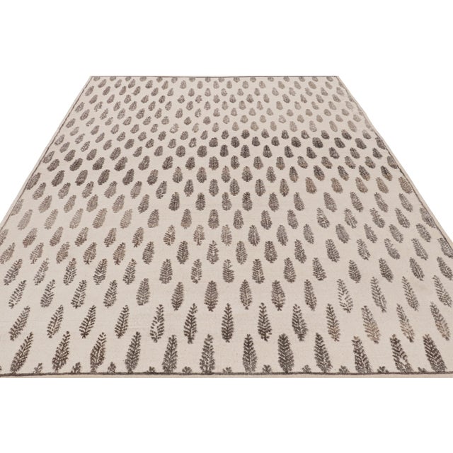 Not Yet Made - Made To Order Rug & Kilim’s Modern Block Print Rug in White with Mauve Floral Patterns - 5x7 For Sale - Image 5 of 7