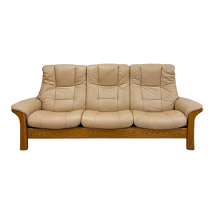 Late 20th Century Ekornes Stressless Buckingham 3-Seat Recliner Sofa Vintage MCM 90" Wide
