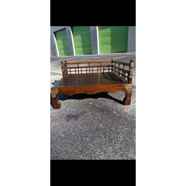 Chinoiserie 1940s Chinoiserie 2 Piece Solid Wood Brass Daybed For Sale - Image 3 of 4