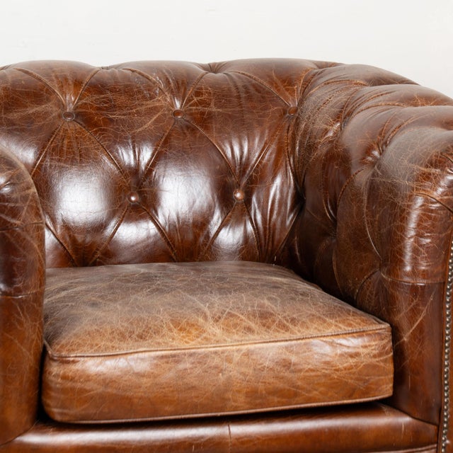 Pair of 20th Century English Chesterfield Club Chairs For Sale - Image 4 of 13