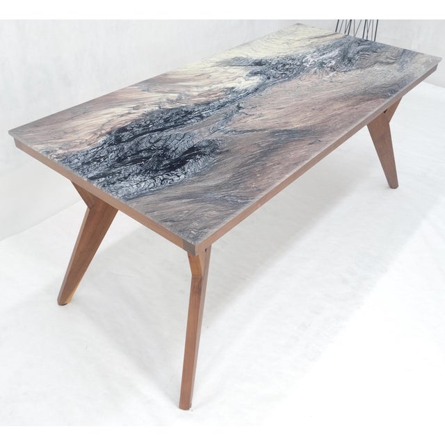 Adrian Pearsall Solid Oiled Walnut Frame 3/4" Thick 32x67 Marble Top Dining Conference Table For Sale - Image 4 of 11