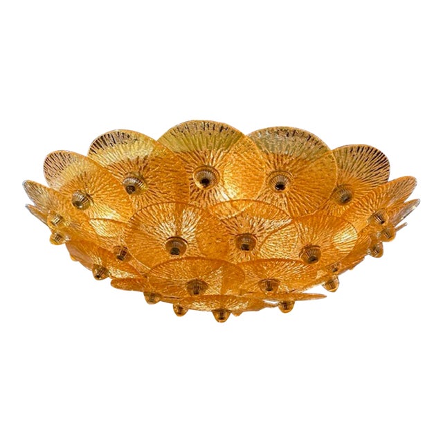 Murano Amber Disc Flush Mount For Sale