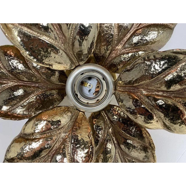 Belgian Brass Flower Wall Light by Willy Daro for Massive, 1970s For Sale - Image 9 of 17