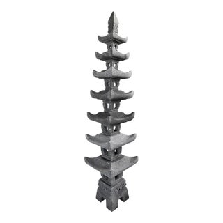 Vintage Tall Lava Stone Garden Pagoda For Sale