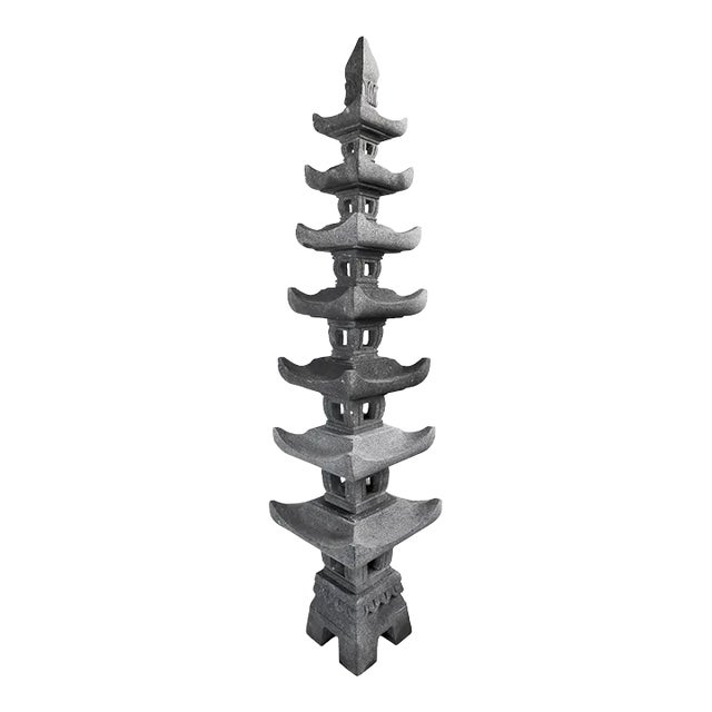 Vintage Tall Lava Stone Garden Pagoda For Sale