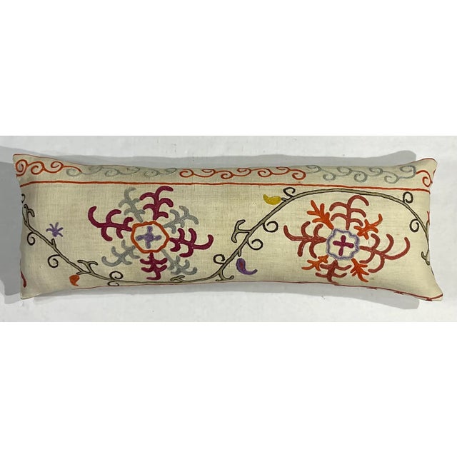 Single pillow made of antique hand silk embroidery Suzani textile, beautiful vine and flowers motifs. Fresh quality...