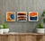 Wood Original Encaustic Collage Paintings by Gina Cochran - Trio in Orange and Blue For Sale - Image 7 of 7