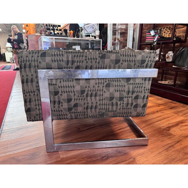 Milo Baughman 1970s Attributed Milo Baughman for Thayer Coggin Chrome T-Back Lounge Chair For Sale - Image 4 of 6