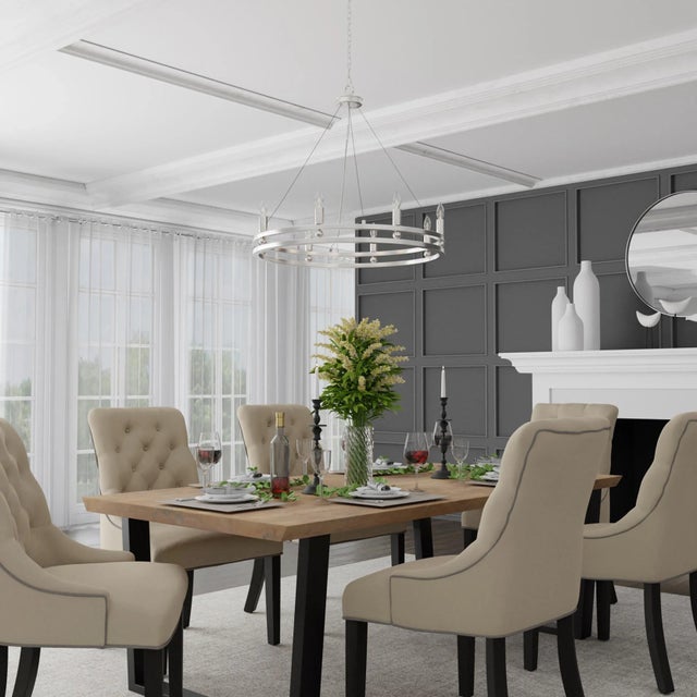 Silver Ashland 8-Light Statement Round Nickel Chandelier For Sale - Image 8 of 9