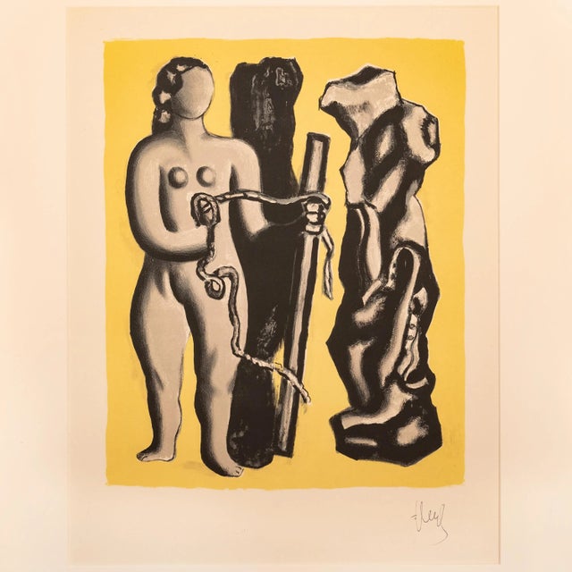 Fernand Léger (1881-1955) Femme sur fond jaune (Woman Against Yellow Background), 1952 Created in 1952, this original...