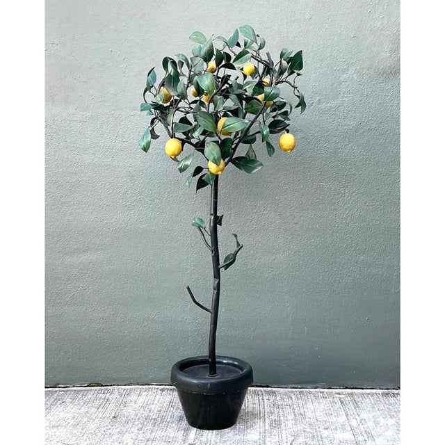 Vintage Italian Painted Metal Lemon Tree For Sale In West Palm - Image 6 of 12
