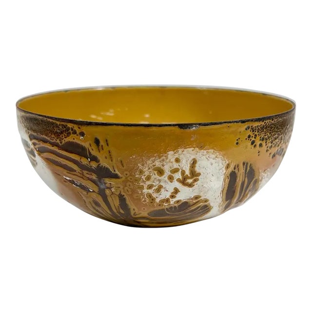 1960s Hanova of Pasadena Brown Enamel Lava Bowl California For Sale