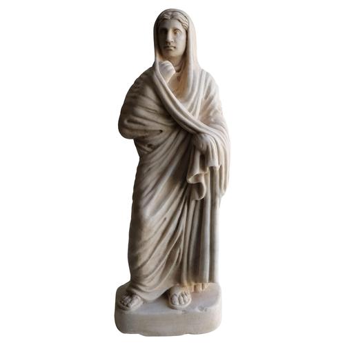 Stone Italian Saint Sculpture in Carrara Marble, 20th Century For Sale - Image 7 of 7