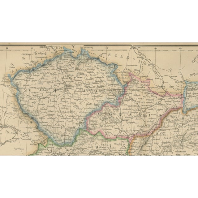Black Antique Map of the Austrian Empire, Austria-Hungary, 1860s For Sale - Image 8 of 10