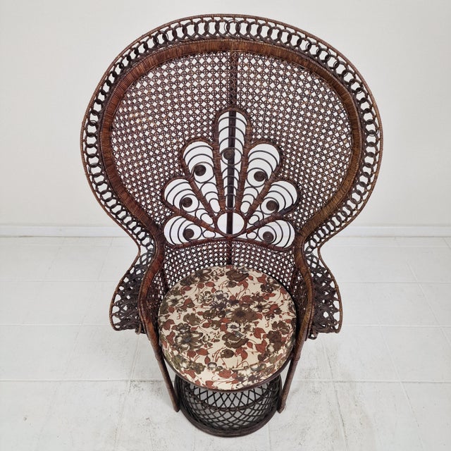 Mid-Century Emmanuelle or Peacock Chair in Rattan and Wicker, Italy, 1960s For Sale - Image 9 of 18