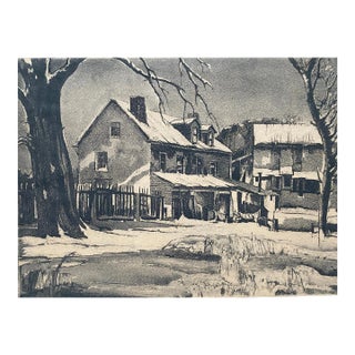 Earl Horter Winter Houses Etching For Sale