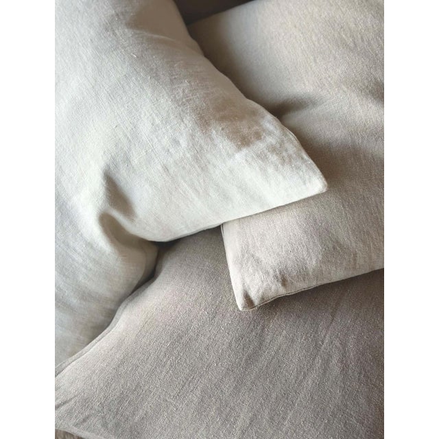Textile 100% Belgium Linen Oyster White Pillow Cover For Sale - Image 7 of 7