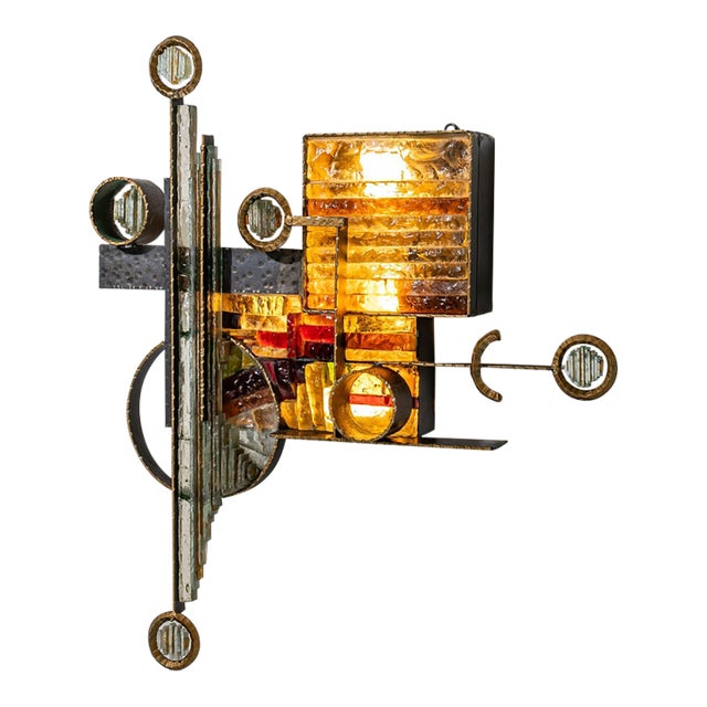 1970s Sculptural Brutalist Wall Light Attributed to Albano Poli for Poliarte For Sale