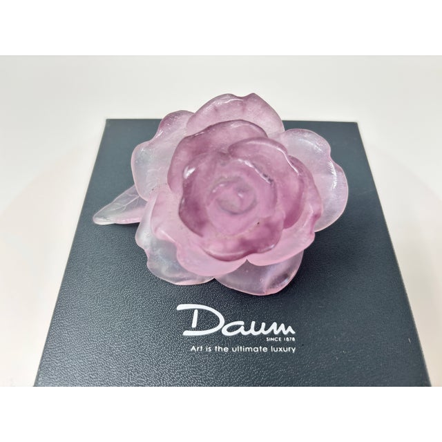 Daum France Rose Passion Pâte De Verre Crystal Rose Paperweight, 1990s For Sale - Image 15 of 15