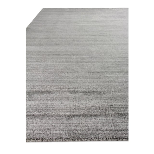 Exquisite Rugs Creil Hand loom Bamboo/Silk Gray Rug-10'x14' For Sale - Image 4 of 11