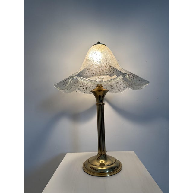 Mid-Century Glass Table Lamp with Golden Flakes, 1970s For Sale - Image 15 of 18