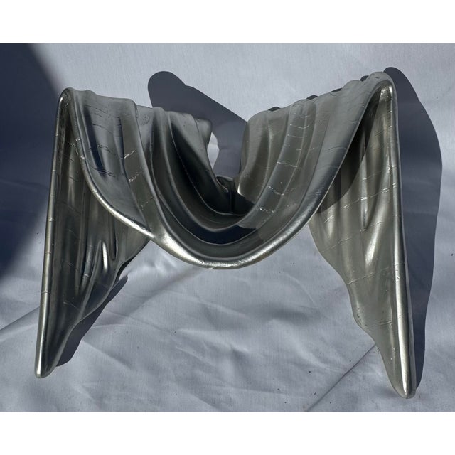 1980s Vintage Half Moon Glass Table With Swag For Sale - Image 5 of 6