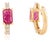 Dainty 1.05 Ct Ruby & Diamond Huggie Hoop Earrings in 18k Yellow Gold- 2 Pieces For Sale
