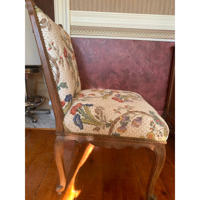 Rustic European Antique Designer Fabric Upholstered Side Chairs - a Pair For Sale - Image 3 of 12