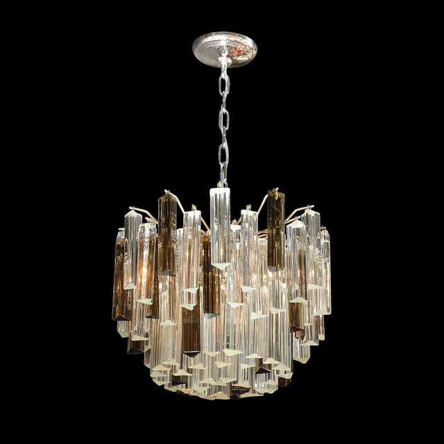 Mid-Century Modernist Hand-Blown Murano Mixed Glass Camer Triedre Chandelier For Sale - Image 14 of 17