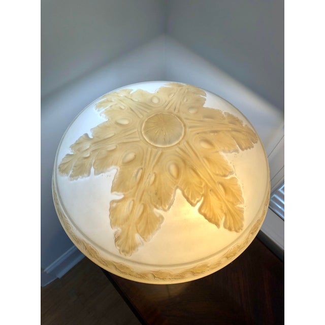 Pairpoint Glassworks Pairpoint Glassworks / Pairpoint Mfg Co. 2-Light Bronze Lamp With Embossed Glass Dome Shade, 1910, C3020 For Sale - Image 4 of 13