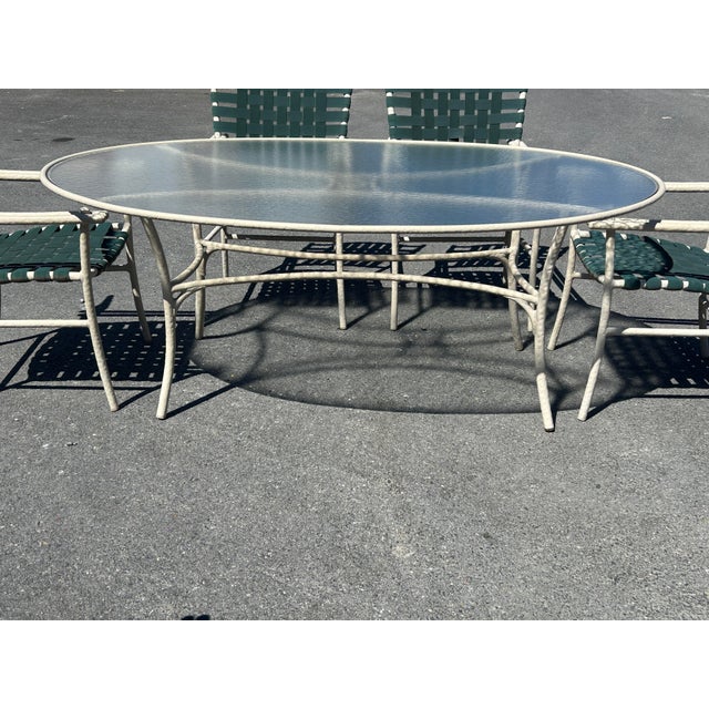 Mid-Century Modern Beautiful Vintage Aluminum Brown Jordan Patio Set Table & 6 Chairs For Sale - Image 3 of 10