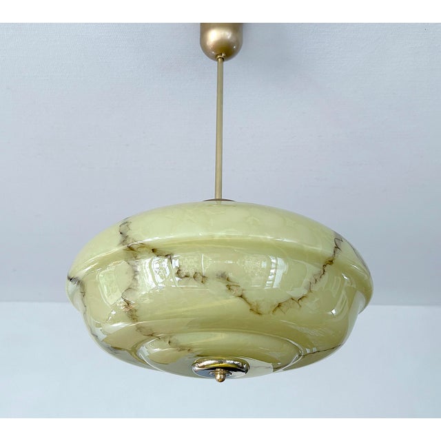 1930s Art Deco Pendant Light in Marble Glass, 1930s For Sale - Image 5 of 18